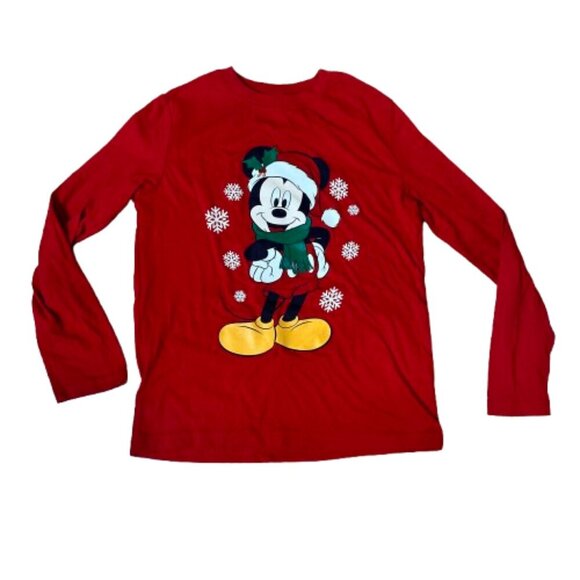 DISNEY Jumping Beans Christmas Mickey Mouse Long Sleeve T Shirt Size 7 - Picture 1 of 5